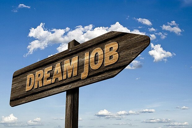 Rekrutierung Dream Job Straßenschild
